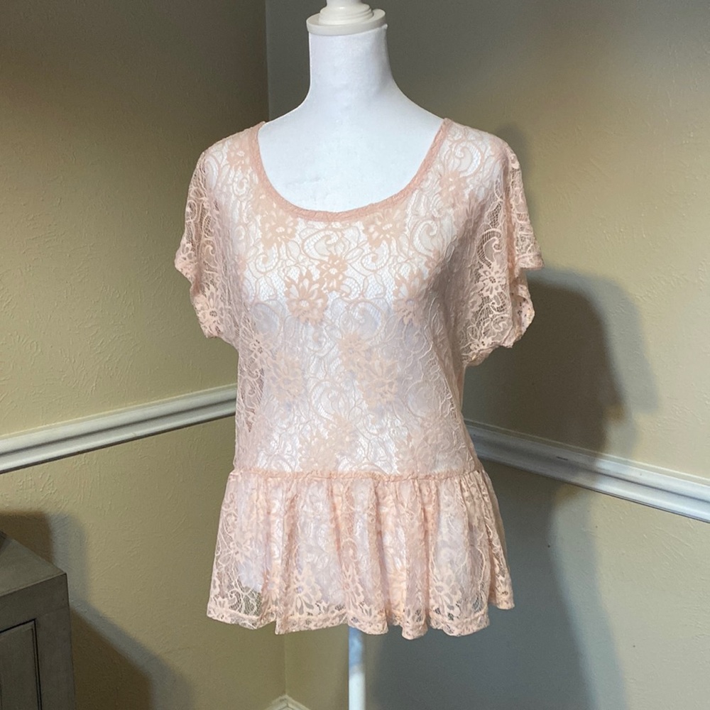 Ransom Pink Lace See Through Top